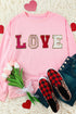 Textured Love Graphic Crew Neck Pullover Sweatshirt