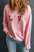 Textured Love Graphic Crew Neck Pullover Sweatshirt