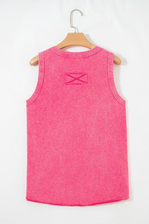 Textured Mineral Wash V Neck Tank Top