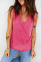 Textured Mineral Wash V Neck Tank Top