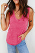 Textured Mineral Wash V Neck Tank Top