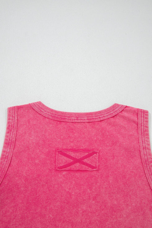 Textured Mineral Wash V Neck Tank Top