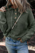 Textured Mixed Knit Button Front Hooded Sweater