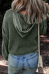 Textured Mixed Knit Button Front Hooded Sweater