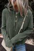 Textured Mixed Knit Button Front Hooded Sweater