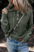Textured Mixed Knit Button Front Hooded Sweater