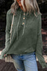Textured Mixed Knit Button Front Hooded Sweater