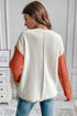 Textured Mixed Knit Patchwork Pullover Sweater