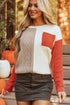 Textured Mixed Knit Patchwork Pullover Sweater