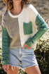 Textured Mixed Knit Patchwork Pullover Sweater