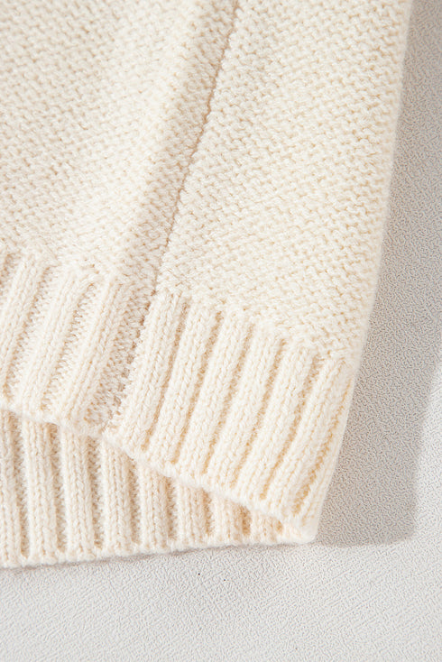 Textured Mixed Knit Patchwork Pullover Sweater