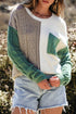 Textured Mixed Knit Patchwork Pullover Sweater
