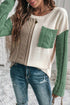 Textured Mixed Knit Patchwork Pullover Sweater