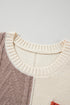 Textured Mixed Knit Patchwork Pullover Sweater