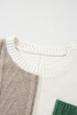 Textured Mixed Knit Patchwork Pullover Sweater
