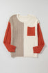 Textured Mixed Knit Patchwork Pullover Sweater