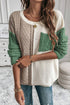 Textured Mixed Knit Patchwork Pullover Sweater