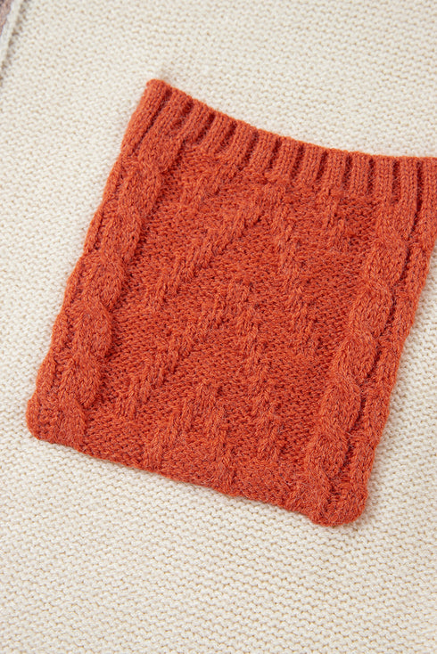Textured Mixed Knit Patchwork Pullover Sweater