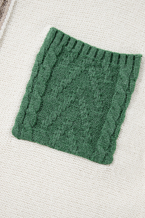 Textured Mixed Knit Patchwork Pullover Sweater