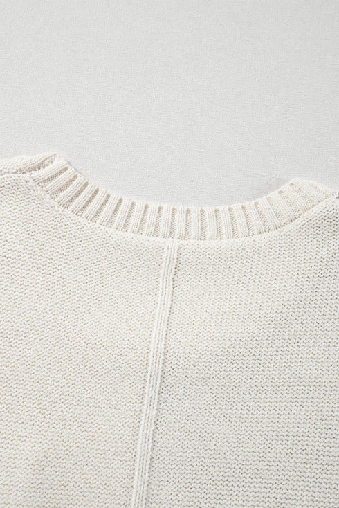 Textured Mixed Knit Patchwork Pullover Sweater