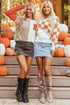 Textured Mixed Knit Patchwork Pullover Sweater