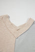 Textured Mixed Media Patchwork V Neck Long Sleeve Top