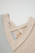 Textured Mixed Media Patchwork V Neck Long Sleeve Top