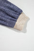 Textured Mixed Media Patchwork V Neck Long Sleeve Top