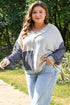 Textured Mixed Media Patchwork V Neck Long Sleeve Top