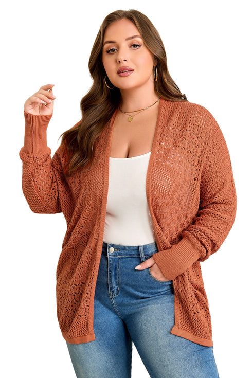 Textured Mixed Pattern Knitted Open Front Cardigan