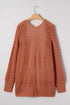 Textured Mixed Pattern Knitted Open Front Cardigan