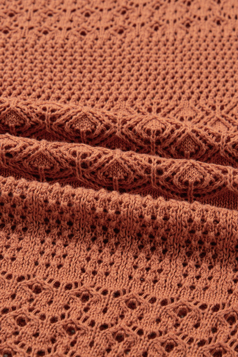 Textured Mixed Pattern Knitted Open Front Cardigan