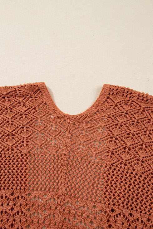 Textured Mixed Pattern Knitted Open Front Cardigan