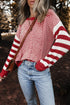 Textured Mixed Stitch Striped Crew Neck Sweater
