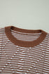 Textured Mixed Stitch Striped Crew Neck Sweater