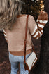 Textured Mixed Stitch Striped Crew Neck Sweater