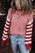Textured Mixed Stitch Striped Crew Neck Sweater