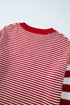 Textured Mixed Stitch Striped Crew Neck Sweater