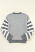 Textured Mixed Stitch Striped Crew Neck Sweater