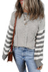 Textured Mixed Stitch Striped Crew Neck Sweater