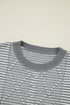 Textured Mixed Stitch Striped Crew Neck Sweater