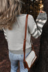 Textured Mixed Stitch Striped Crew Neck Sweater