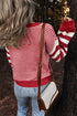 Textured Mixed Stitch Striped Crew Neck Sweater