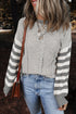 Textured Mixed Stitch Striped Crew Neck Sweater