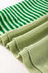 Textured Mixed Stripe And Solid Panel Short Sleeve Top