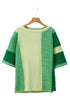 Textured Mixed Stripe And Solid Panel Short Sleeve Top