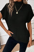 Textured Mock Neck Cap Sleeve Knit Sweater