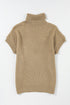 Textured Mock Neck Cap Sleeve Knit Sweater