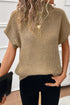 Textured Mock Neck Cap Sleeve Knit Sweater