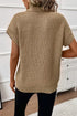 Textured Mock Neck Cap Sleeve Knit Sweater